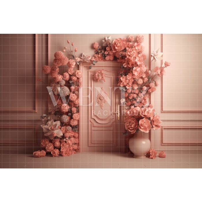Photography Background in Fabric Door with Flowers / Backdrop 3160