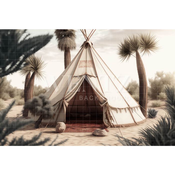 Photography Background in Fabric Set with Tent and Trees / Backdrop 3183