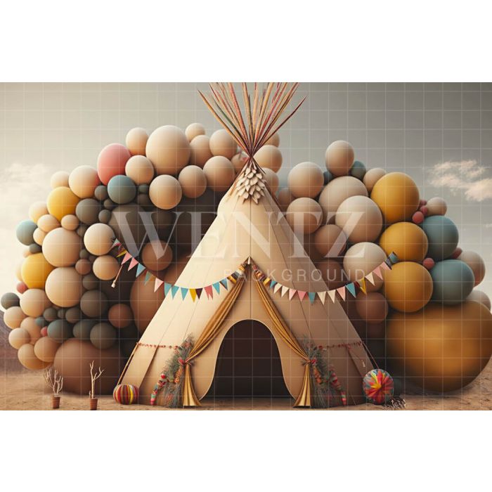 Photography Background in Fabric Set with Tent and Balloons / Backdrop 3188