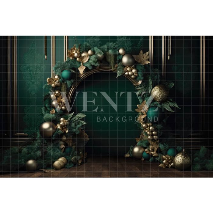 Photography Background in Fabric Cake Smash Green and Gold / Backdrop 3193