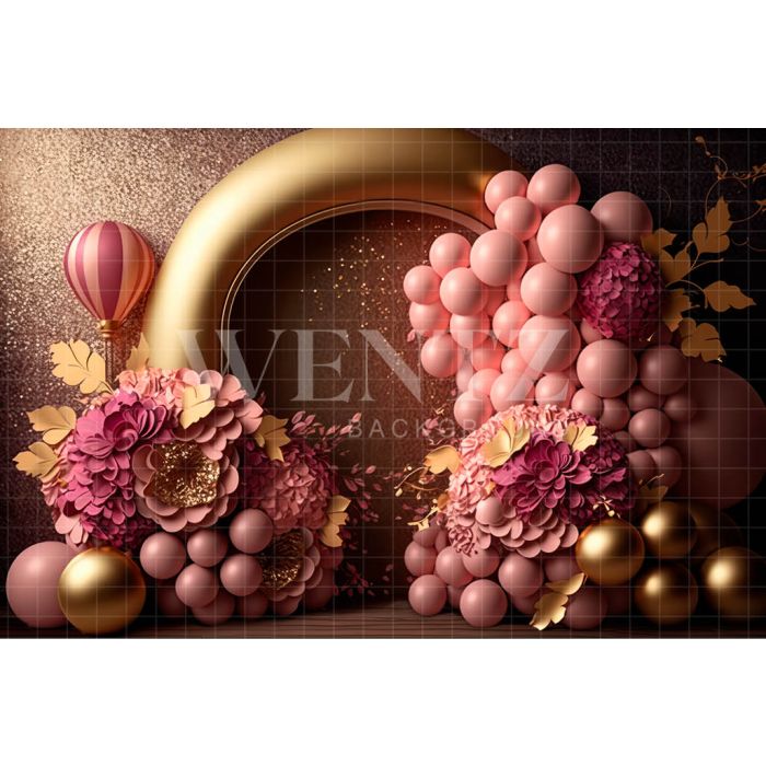 Photography Background in Fabric Cake Smash Glitter Pink and Gold / Backdrop 3194