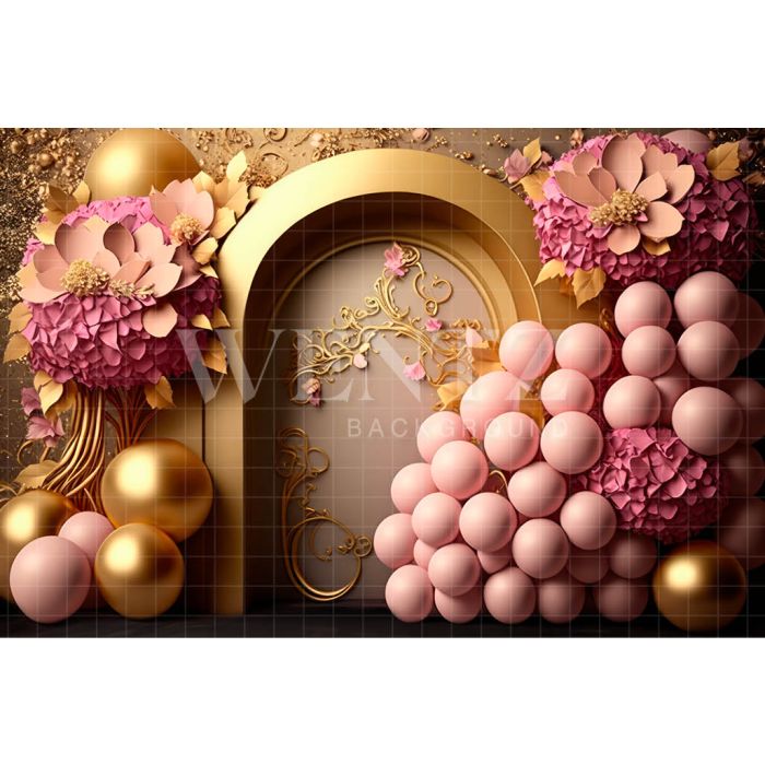 Photography Background in Fabric Cake Smash Glitter Pink and Gold / Backdrop 3195
