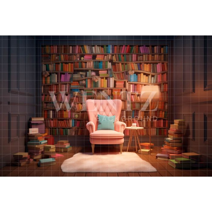 Photography Background in Fabric Colorful Library / Backdrop 3201