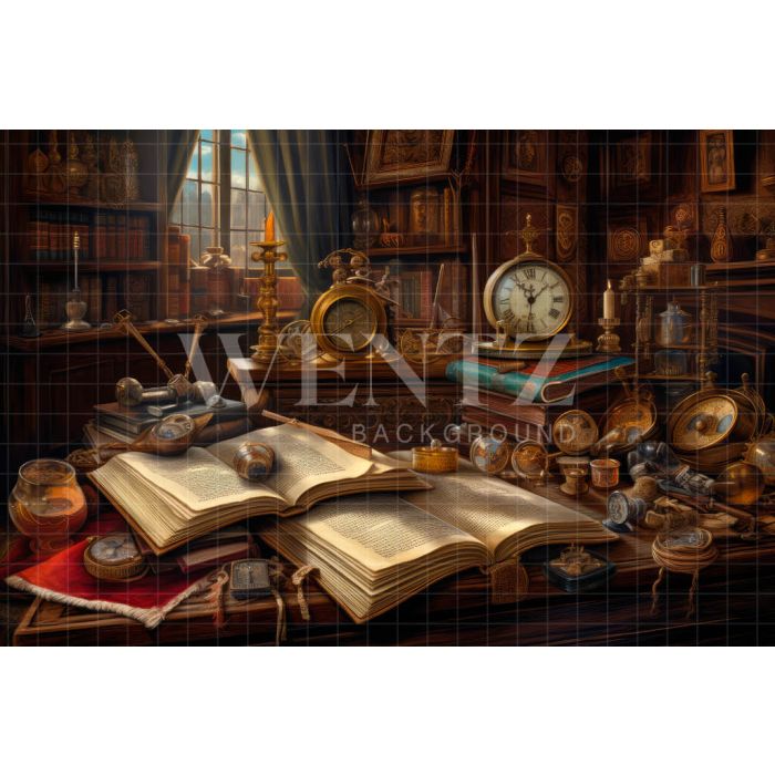 Photography Background in Fabric Set with Books / Backdrop 3212