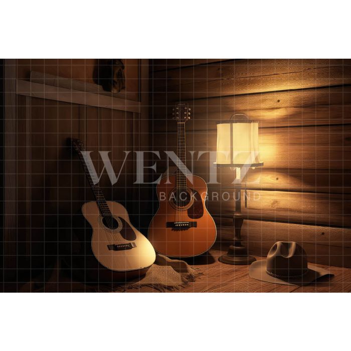 Photography Background in Fabric Set with Guitar / Backdrop 3239