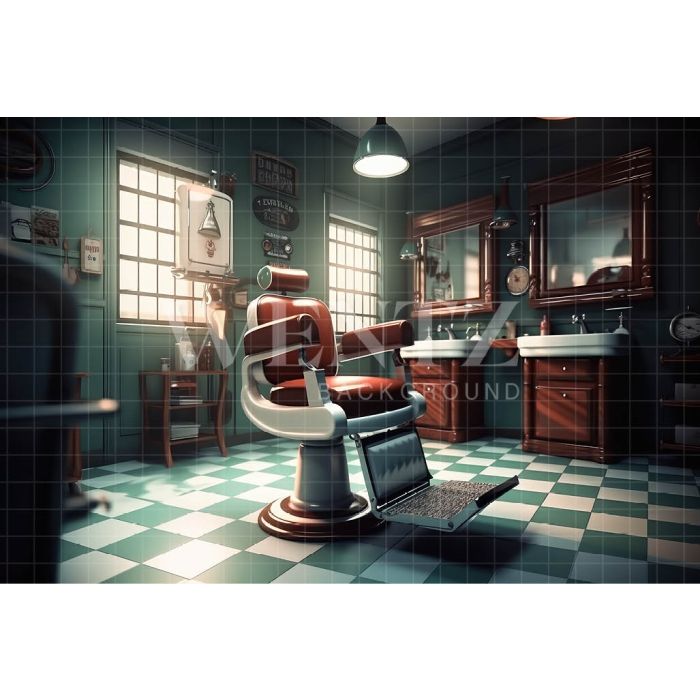 Photography Background in Fabric Vintage Barbershop / Backdrop 3247