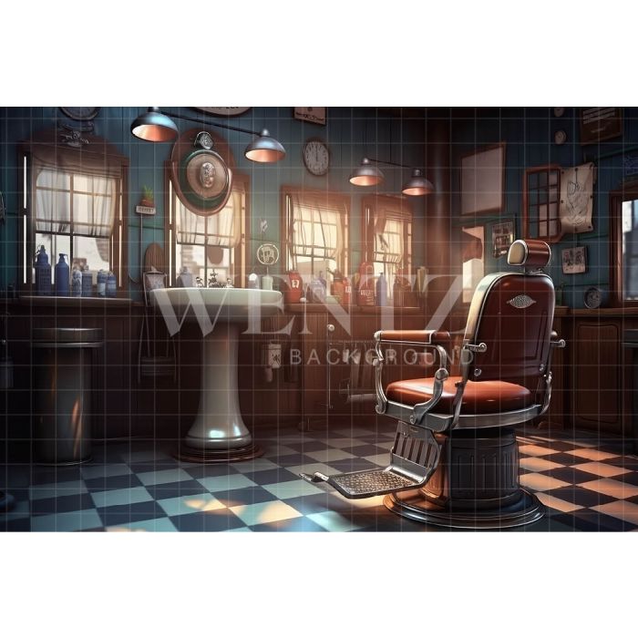 Photography Background in Fabric Vintage Barbershop / Backdrop 3248