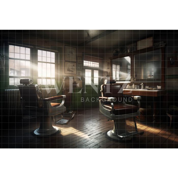 Photography Background in Fabric Vintage Barbershop / Backdrop 3249