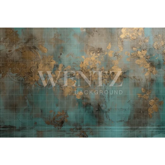 Photography Background in Fabric Blue and Gold Texture / Backdrop 3283