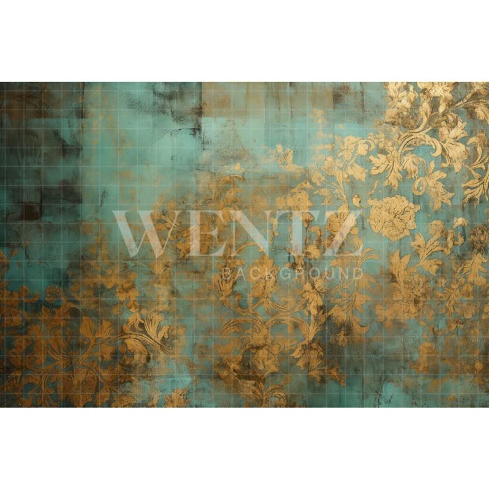 Photography Background in Fabric Blue and Gold Texture / Backdrop 3285