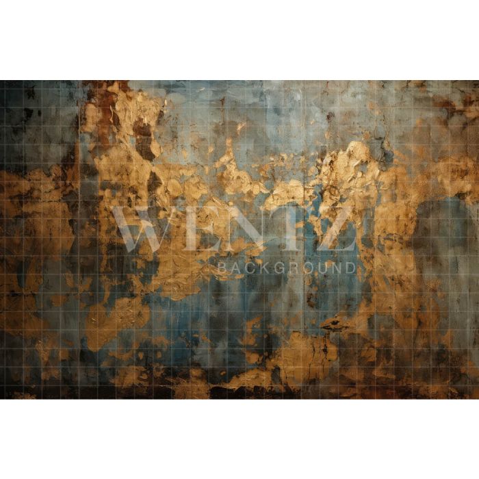 Photography Background in Fabric Blue and Gold Texture / Backdrop 3288