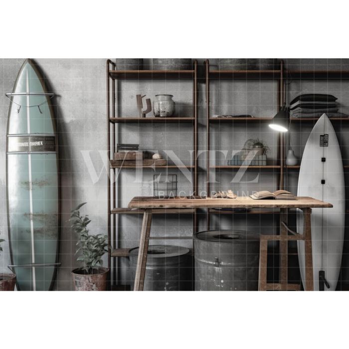 Photography Background in Fabric Set with Surfboard / Backdrop 3292