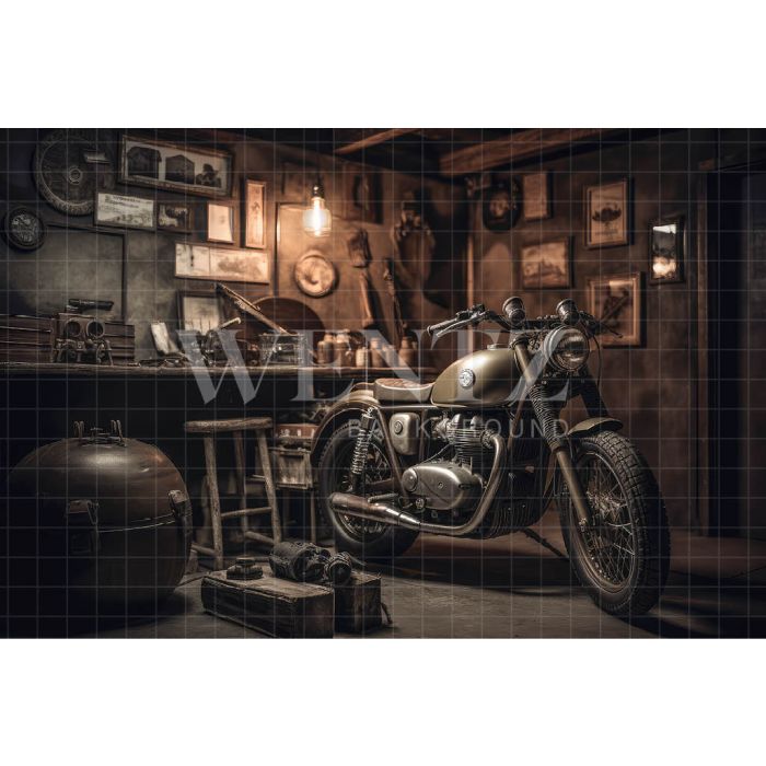 Photography Background in Fabric Motorbike Garage / Backdrop 3318