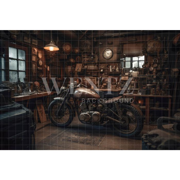Photography Background in Fabric Motorbike Garage / Backdrop 3322