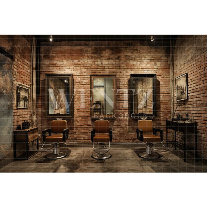 Photography Background in Fabric Vintage Barbershop / Backdrop 3324