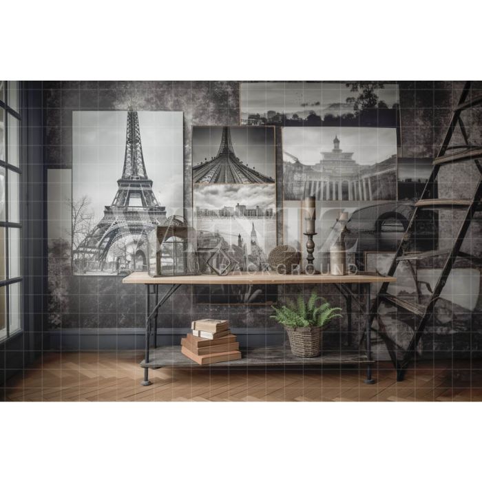 Photography Background in Fabric Set Paris / Backdrop 3372
