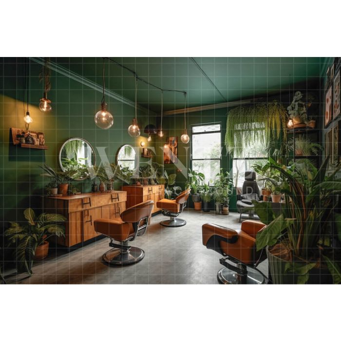 Photography Background in Fabric Green Barbershop / Backdrop 3396