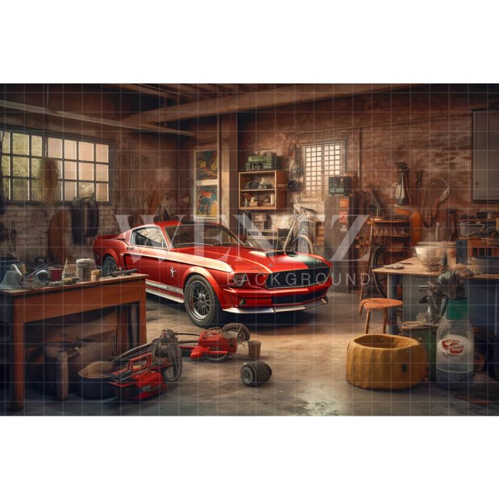 Photography Background in Fabric Car Repair Shop / Backdrop 3413