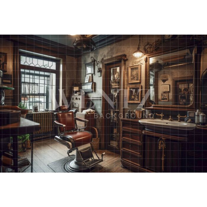 Photography Background in Fabric Vintage Barbershop / Backdrop 3414