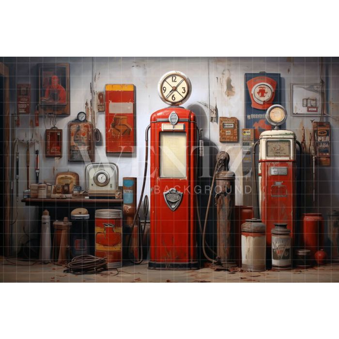 Photography Background in Fabric Gas Station / Backdrop 3423