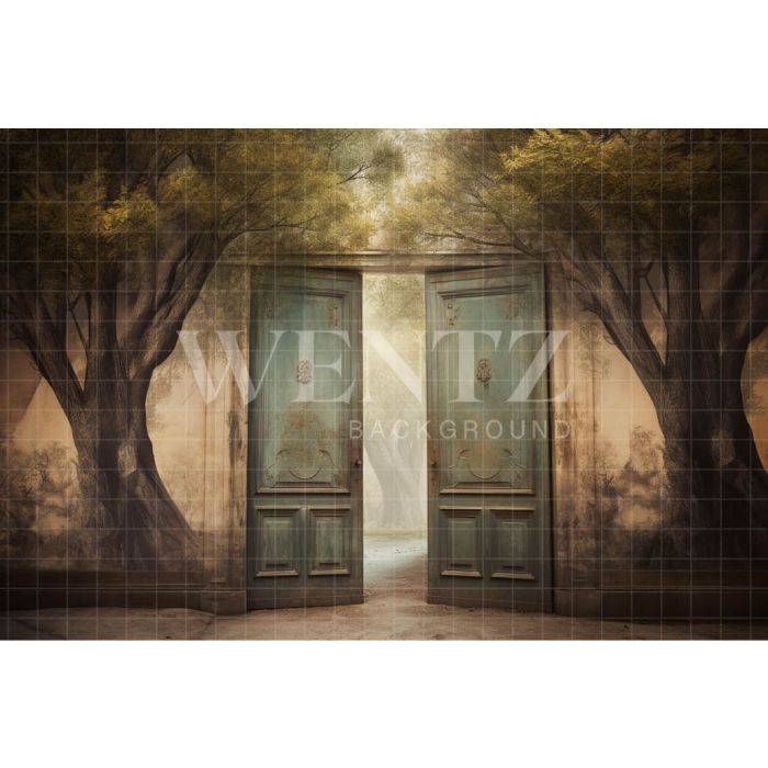 Photography Background in Fabric Door and Trees / Backdrop 3431