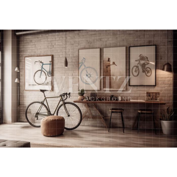 Photography Background in Fabric Living Room with Bike / Backdrop 3447