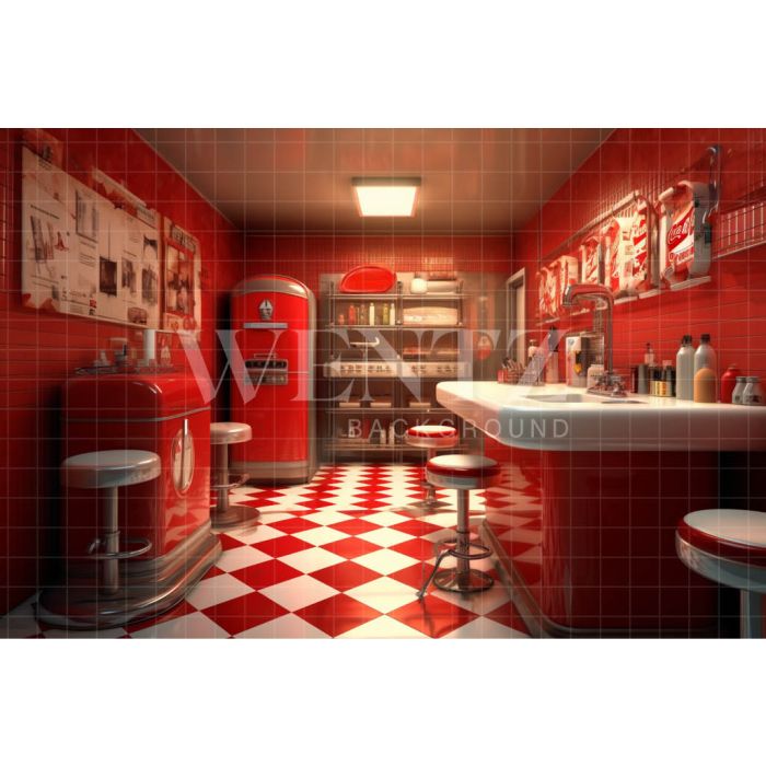 Photography Background in Fabric Vintage Diner / Backdrop 3448