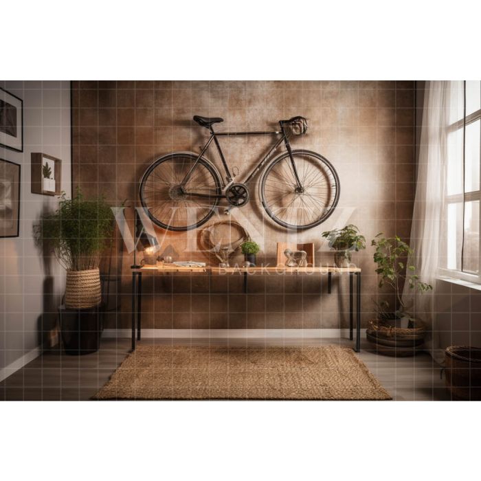 Photography Background in Fabric Room with Bike / Backdrop 3453