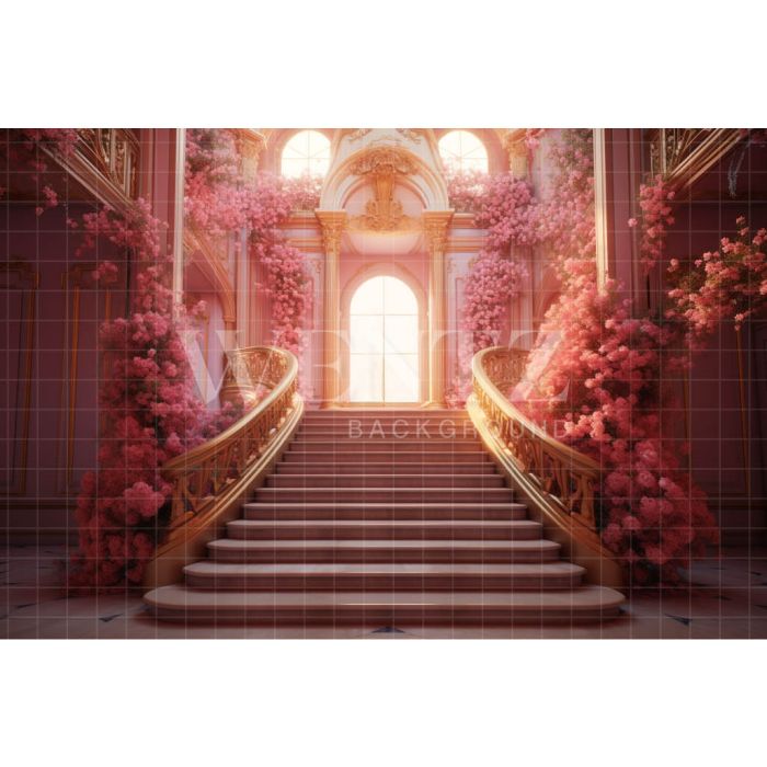 Photography Background in Fabric Floral Staircase / Backdrop 3502