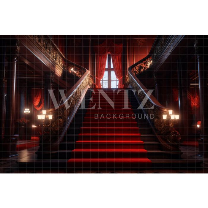 Photography Background in Fabric Staircase with Red Carpet / Backdrop 3545