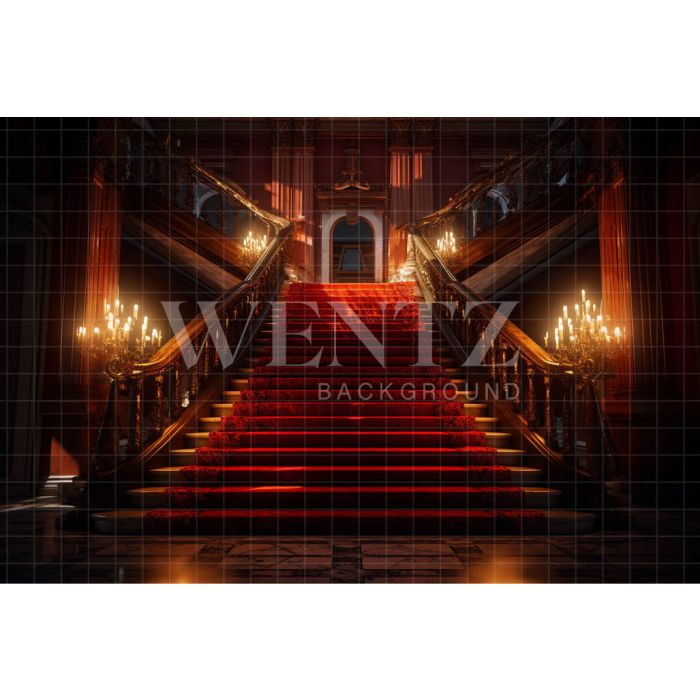 Photography Background in Fabric Staircase with Red Carpet / Backdrop 3546