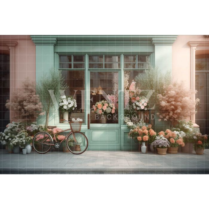 Photography Background in Fabric Flower Shop with Bike / Backdrop 3556