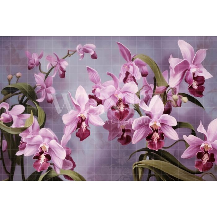 Photography Background in Fabric Lilac Orchids / Backdrop 3560