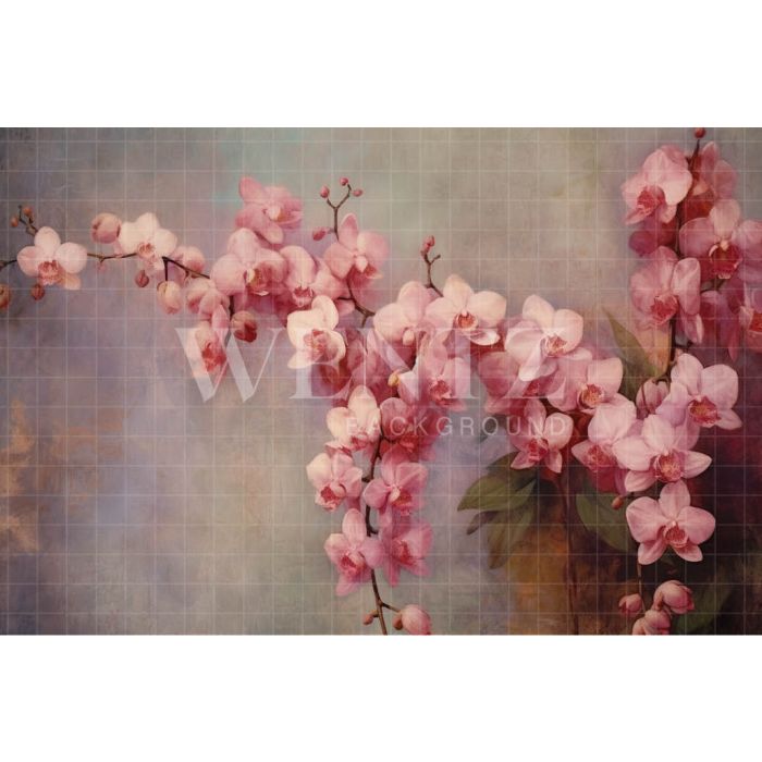 Photography Background in Fabric Pink Orchids / Backdrop 3561