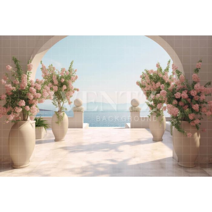 Photography Background in Fabric Arch Overlooking Sea / Backdrop 3570