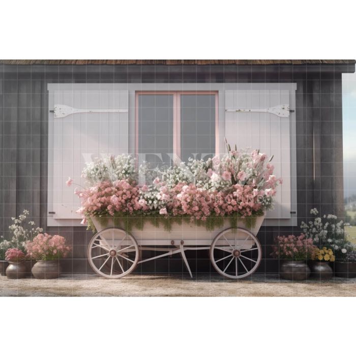 Photography Background in Fabric Flower Cart / Backdrop 3579