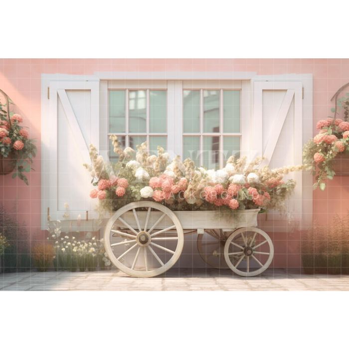 Photography Background in Fabric Flower Cart / Backdrop 3583
