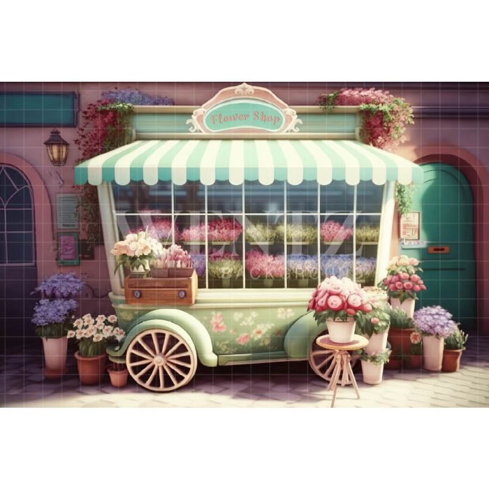 Photography Background in Fabric Candy Color Flower Shop / Backdrop 3588