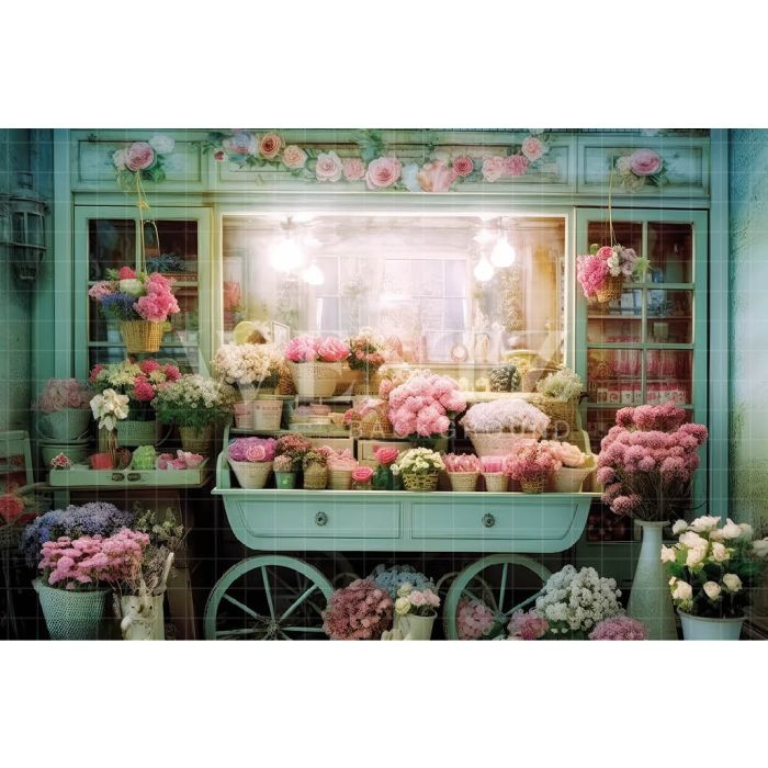Photography Background in Fabric Candy Flower Shop / Backdrop 3590