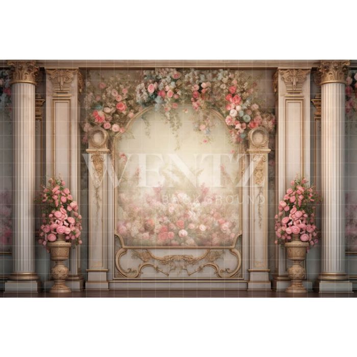 Photography Background in Fabric Floral Wall with Columns / Backdrop 3600
