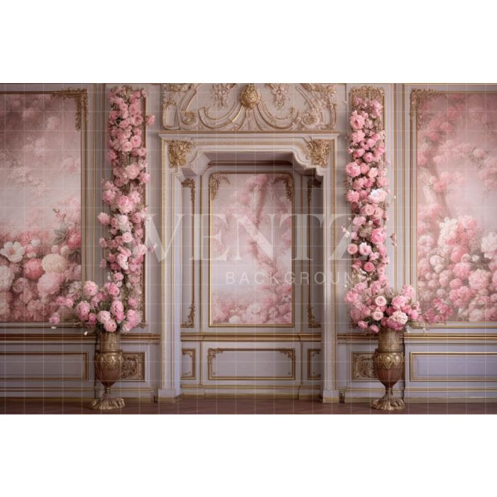 Photography Background in Fabric Pink Floral Wall / Backdrop 3602