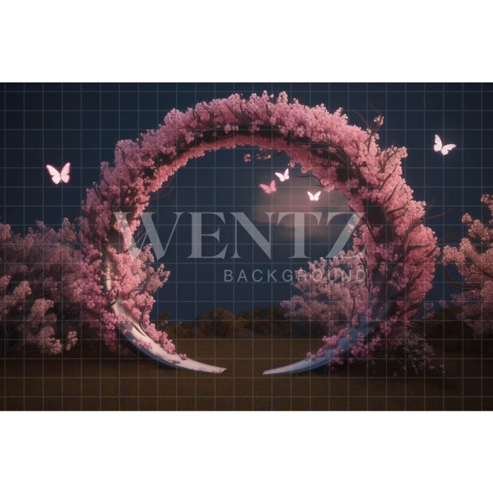 Photography Background in Fabric Arch with Cherry Blossoms / Backdrop 3612