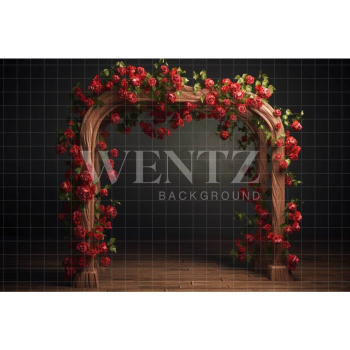 Photography Background in Fabric Wood Arch with Roses / Backdrop 3618