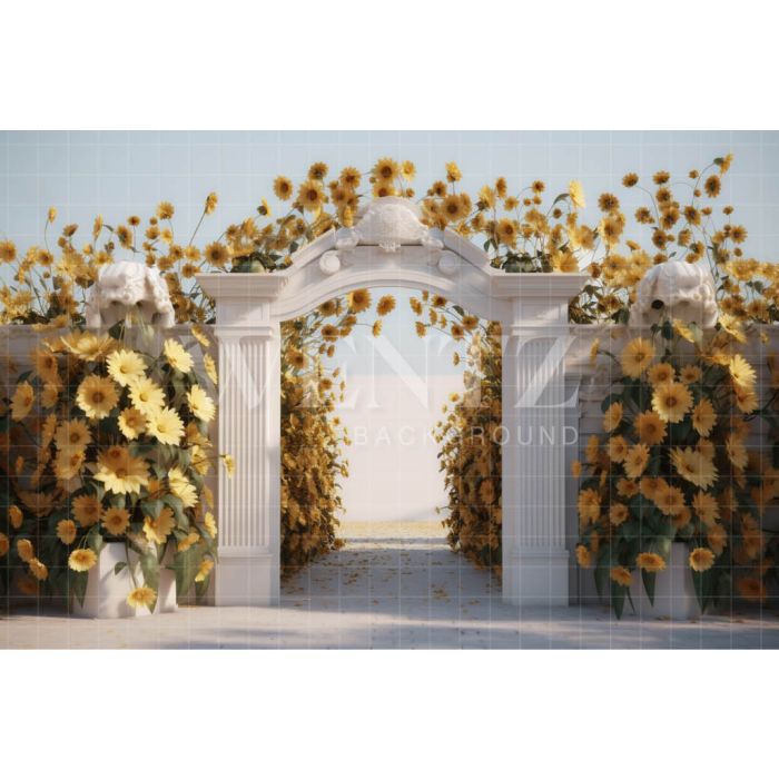 Photography Background in Fabric Greek Arch with Flowers / Backdrop 3621
