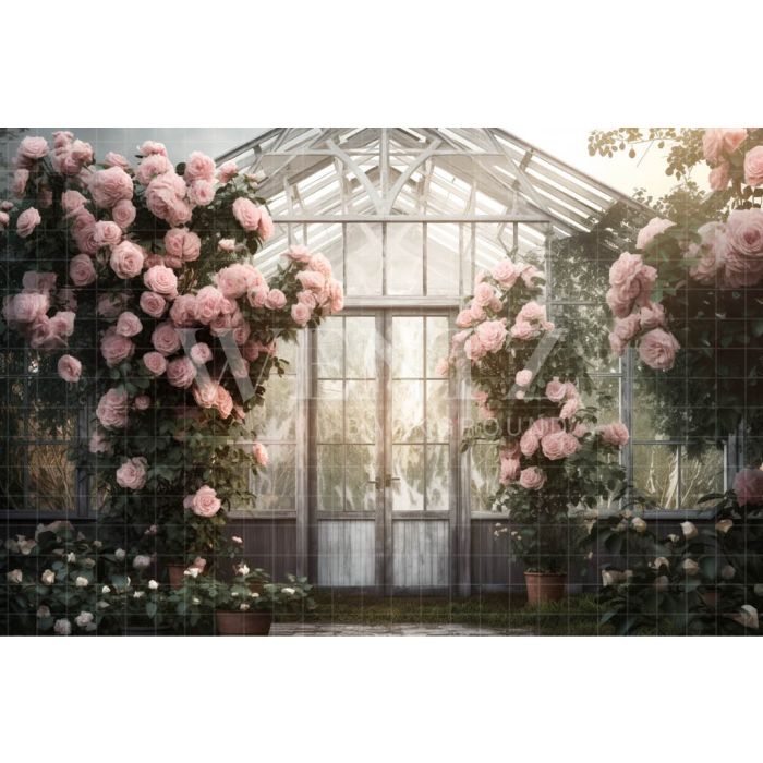Photography Background in Fabric Roses Greenhouse / Backdrop 3639