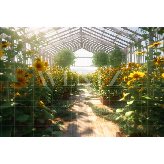 Photography Background in Fabric Sunflower Greenhouse / Backdrop 3640
