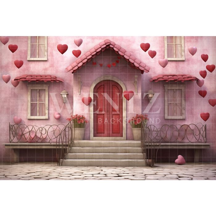 Photography Background in Fabric Pink House / Backdrop 3642