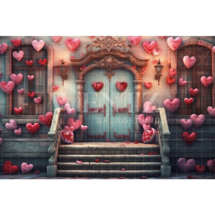 Photography Background in Fabric Facade with Hearts / Backdrop 3644