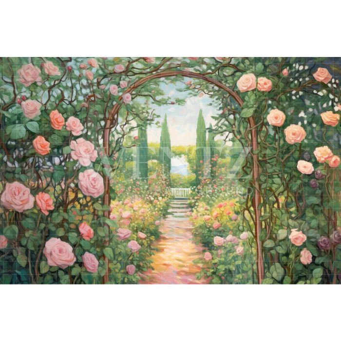 Photography Background in Fabric Entrance to the Rose Garden / Backdrop 3658