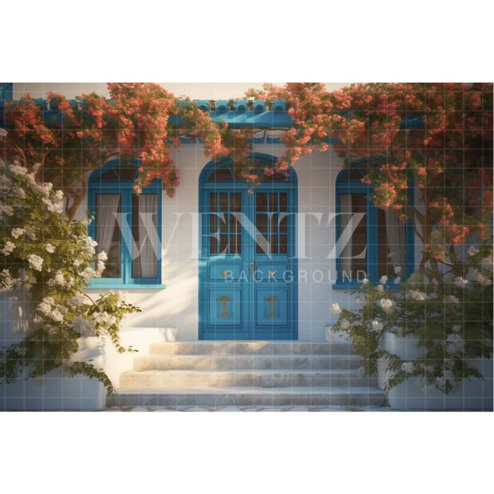 Photography Background in Fabric Greek House Facade / Backdrop 3663